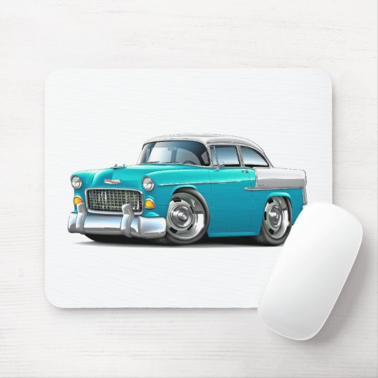 Chevy Belair Türkis-Weißes Auto 1955 Mousepad (Mit Mouse)