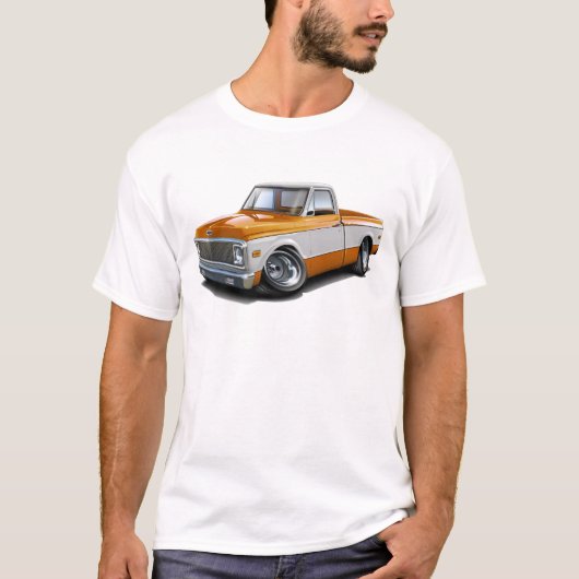 Chevy C10 Orange-Weißer LKW 1970-72 T-Shirt (Vorderseite)