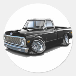 Chevy C10 Schwarz-weißer Spitzen-LKW 1970-72 Runder Aufkleber