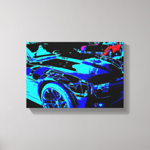 Chevy Camaro ZL1 im Showroom mit einer Corvette vo Leinwanddruck