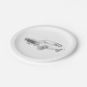 Chevy Chevelle Black and White Pencil Zeichn Art Pappteller (Schrägansicht)