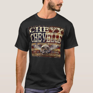 Chevy Chevelle Entwurf gegen abgefressene Flagge T-Shirt