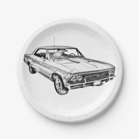 Chevy Chevelle SS 396 Illustration 1966 Pappteller (Vorderseite)
