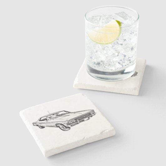 Chevy Chevelle SS 396 Illustration 1966 Steinuntersetzer (Seitenansicht)