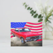 Chevy Chevelle SS 396 mit amerikanischer Flagge Postkarte (Stehend Vorderseite)