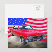 Chevy Chevelle SS 396 mit amerikanischer Flagge Postkarte (Vorne/Hinten)