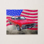 Chevy Chevelle SS 396 mit amerikanischer Flagge Puzzle (Horizontal)