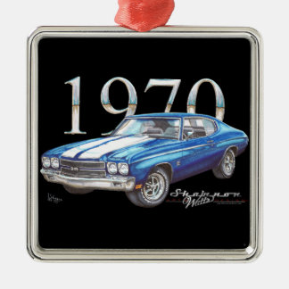 Chevy Chevelle Supersport-Weihnachtsverzierung Silbernes Ornament