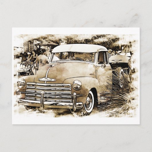 Chevy Chevrolet Truck aus den 50er Jahren Postkarte (Vorderseite)