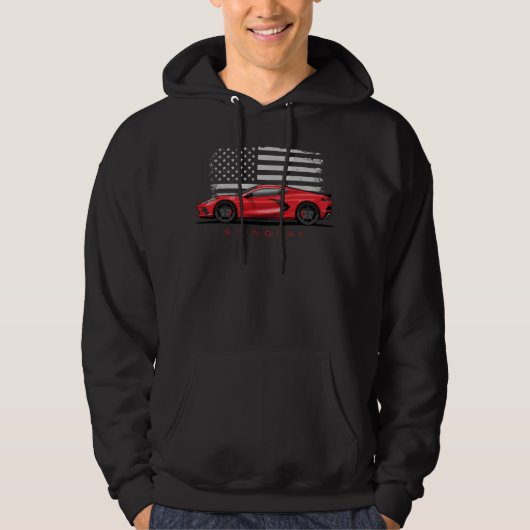 Chevy Corvette C8 Black Illustration Hoodie (Vorderseite)