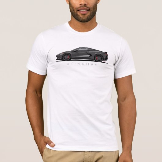 Chevy Corvette C8 Black Illustration T-Shirt (Vorderseite)