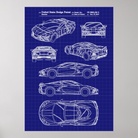 Chevy Corvette C8 Patent Poster (Vorne)