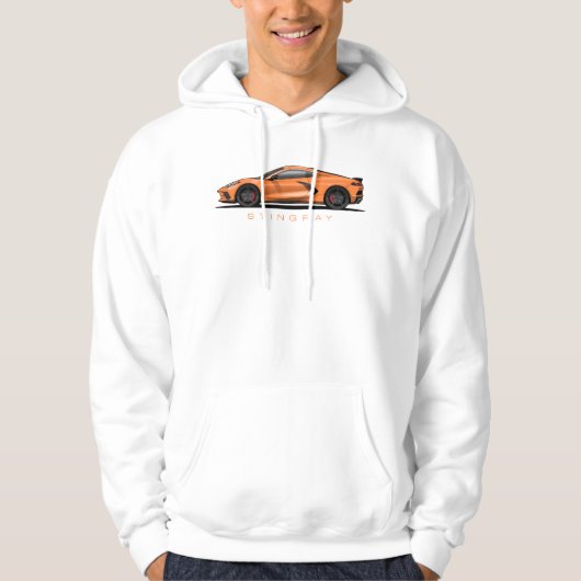 Chevy Corvette C8 schwarze Illustration Hoodie (Vorderseite)