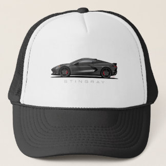 Chevy Corvette C8 schwarze Illustration Truckerkappe
