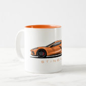 Chevy Corvette C8 schwarze Illustration Zweifarbige Tasse (Vorderseite Links)