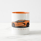 Chevy Corvette C8 schwarze Illustration Zweifarbige Tasse (Mittel)