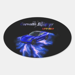 Chevy: Corvette Stingray 2013 Ovaler Aufkleber
