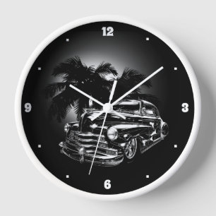 Chevy Fifties Black Low Rider Palm Trees Graphic Uhr