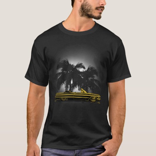 Chevy Low Gold Konvertible 60er Palmen T-Shirt (Vorderseite)