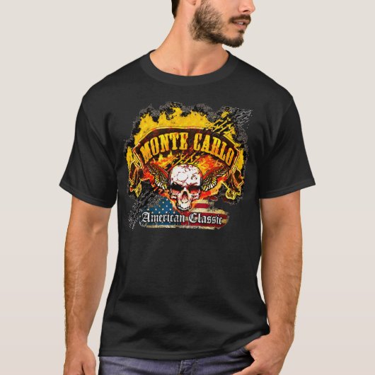 Chevy Monte Carlo - Burnout-Fahnen-Schädel - T-Shirt (Vorderseite)