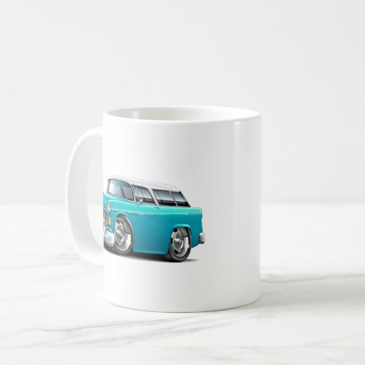 Chevy Nomade-Türkis-Weißes Auto 1955 Kaffeetasse (Vorderseite Links)