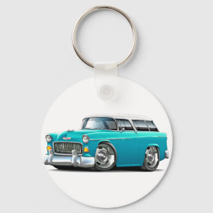 Chevy Nomade-Türkis-Weißes Auto 1955 Schlüsselanhänger