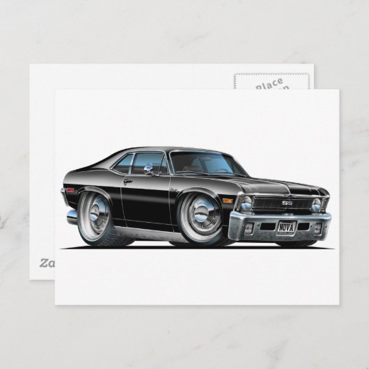 Chevy Nova Black Car Postkarte (Vorne/Hinten)