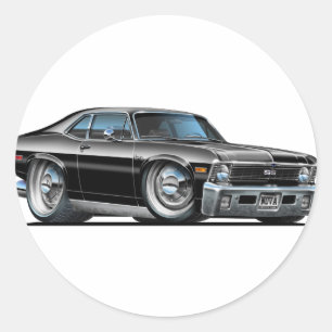 Chevy Nova Black Car Runder Aufkleber
