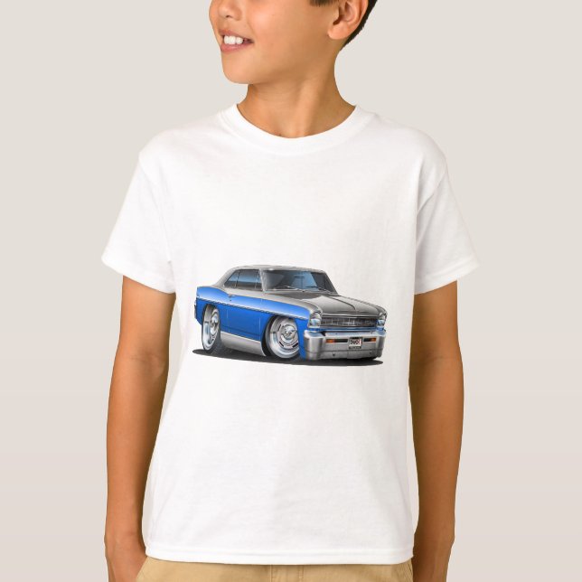 Chevy Nova-Blau-Graues Auto T-Shirt (Vorderseite)