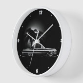 Chevy Sixties Black Convertible Palm Trees Graphic Uhr (Winkel)