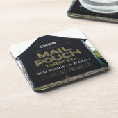 Chew Mail Pouch Vintage Barn Americana Getränkeuntersetzer (Linke Seite)