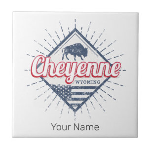 Cheyenne City Wyoming United Staaten Vintag USA Fliese