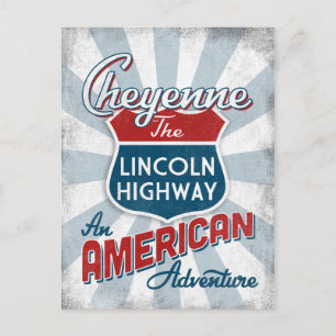 Cheyenne Lincoln Highway Vintage Amerika Wyoming Postkarte