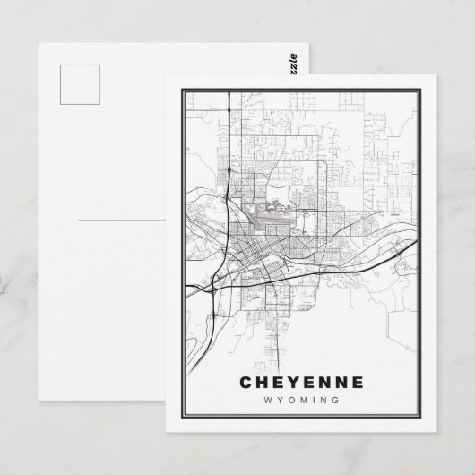 Cheyenne Map Postkarte (Vorne/Hinten)