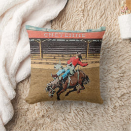 Cheyenne Rodeo Cowboy Bareback Bronc Rider Pillow Kissen