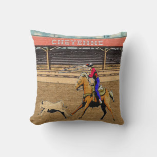 Cheyenne Rodeo Cowboy Calf Roping Pillow Kissen