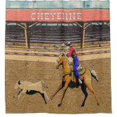 Cheyenne-Rodeo-Cowboy-Kalb Roping Duschvorhang (Vorderseite)