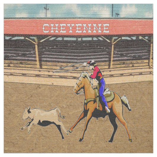 Cheyenne-Rodeo-Cowboy-Kalb-Roping Gewebe Stoff (Muster)