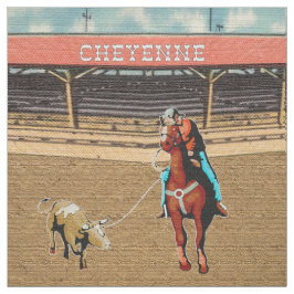 Cheyenne-Rodeo-Cowboy-Ochse-Team-Roping Gewebe Stoff
