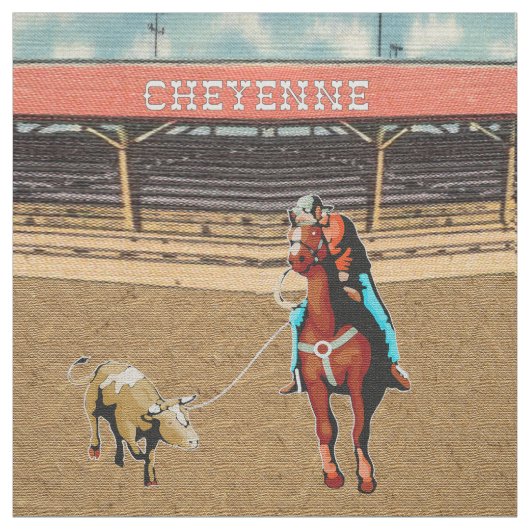 Cheyenne-Rodeo-Cowboy-Ochse-Team-Roping Gewebe Stoff (Muster)