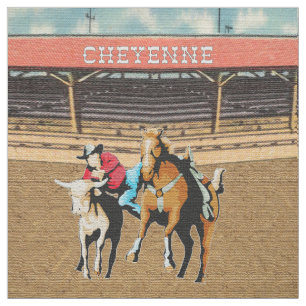 Cheyenne-Rodeo-Cowboy-Ochse-Wrestling-Gewebe Stoff