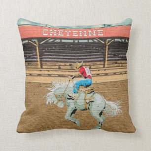 Cheyenne Rodeo Cowboy Saddle Bronc Riding Kissen