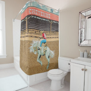 Cheyenne-Rodeo-Cowboy-Sattelbronc-Reiter Duschvorhang