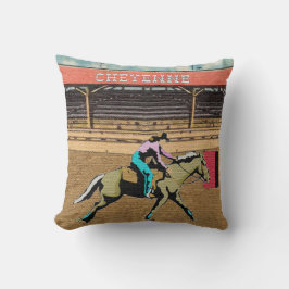 Cheyenne Rodeo Cowgirl Barrel Racing Pillow Kissen
