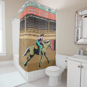 Cheyenne-Rodeo-Cowgirl-Fass-Laufen Duschvorhang