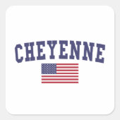 Cheyenne US-Flagge Quadratischer Aufkleber (Vorderseite)