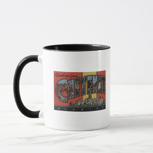 Cheyenne, Wyoming - Große Buchstabenszenen Tasse (Links)