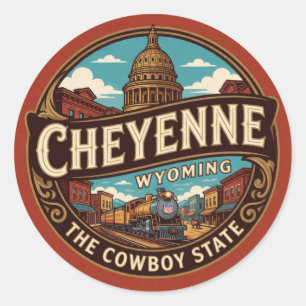 Cheyenne Wyoming Hauptstadt Western Reise Erinneru Runder Aufkleber