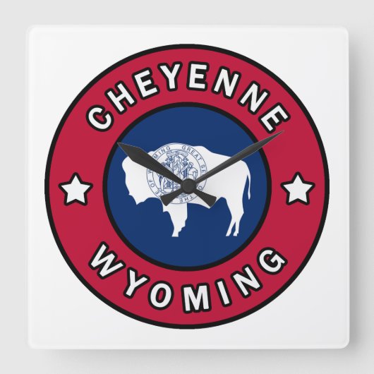 Cheyenne Wyoming Quadratische Wanduhr (Vorderseite)