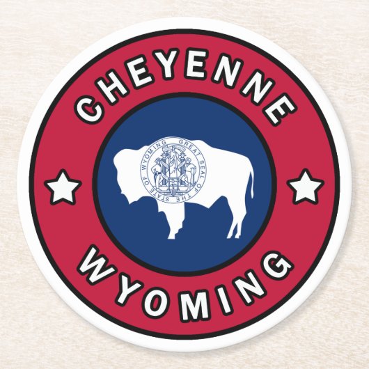 Cheyenne Wyoming Runder Pappuntersetzer (Vorderseite)